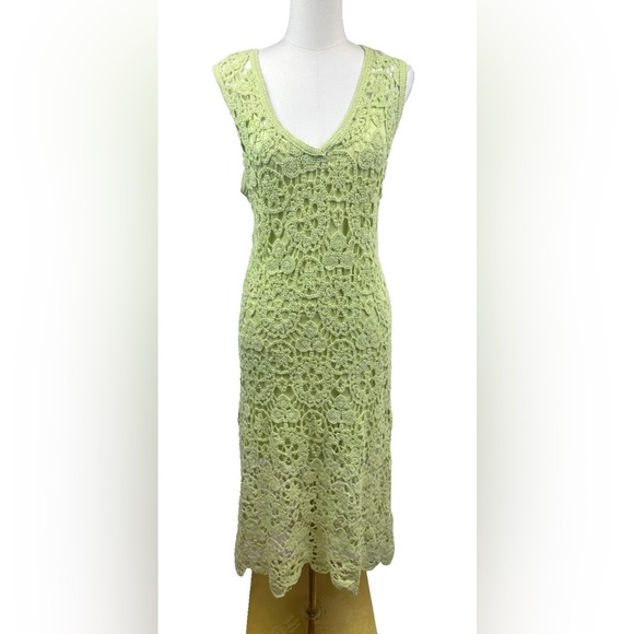 💚 House of Harlow – Crochet Lace Maxi Dress | Key Lime Green | Large | Worn 1X - Picture 1 of 10